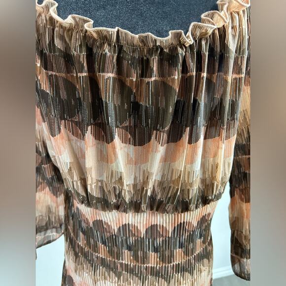 Sere Nade- L blouse- Y2K - semi sheer- whimsical- fairy boho brown- bell sleeve - Picture 5 of 8